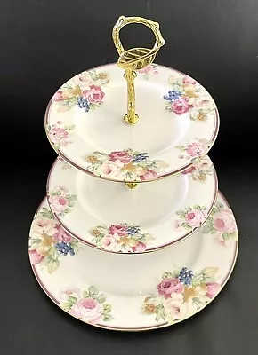 Gorgeous Vintage Mikasa Rosemead Bone China Large 3-tiered Cake Stand • $38.49