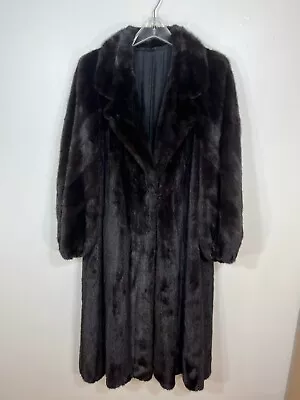 Classic MINK Fur Coat Black Women's Medium Jacket 46  Length Elastic Cuffs • $600