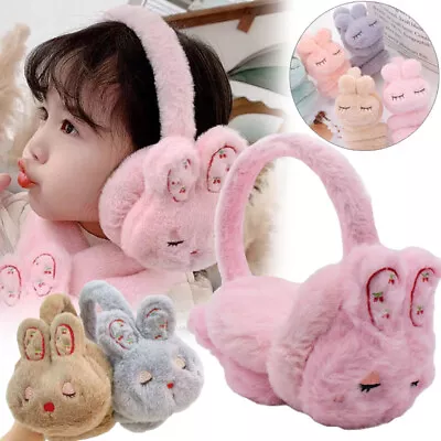 Kids Plush Earmuffs Soft Cute Rabbit Winter Ear Warmer Ear Covers For Boys Girls • £6.36