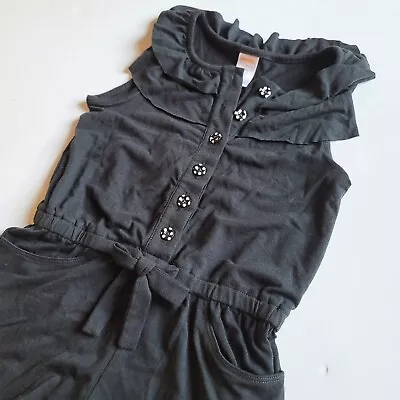 $18 • Buy Gymboree Girls 7-8 Bee Chic Black Ruffle Button Romper Onepiece NWT Vintage 