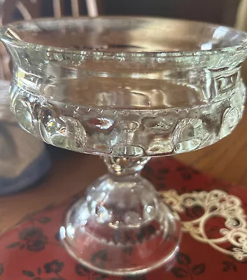 Large Clear Kings Crown Compote With Scalloped Rim  • $12