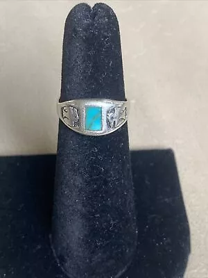 Vintage Turquoise Sterling Thunderbird Ring Size 5 • $27.95