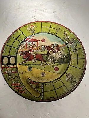 Jeanette Toy & Novelty Co Derby Horse Race Tin Litho Marble Game Vintage • $75