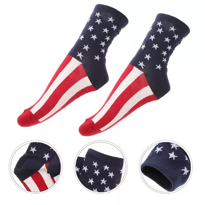  2 Pairs M Girl Child America Flag Crazy Funky Groomsmen Sock • £9.32