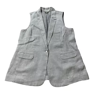 J. Jill Linen Tunic Vest Women's L Gray Metallic Sparkle Long Sleeveless Button • $29.97