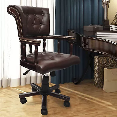 Chesterfield Captains Swivel Office Chair Brown G2Z6 • $631.55