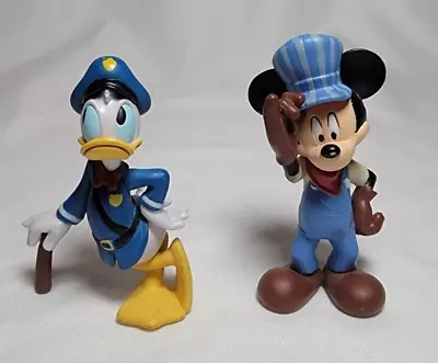 Disney Mickey Mouse Train Conductor & Donald Duck Police Officer PVC Figures • $18