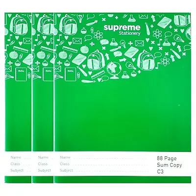 A5 Exercise Books 88 Pages 7mm Squares C3 Soft Cover Sum Copy - Pack Of 3 • £4.99