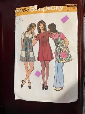 1970s Vintage Sewing Pattern Mini Smock Dress Sewing Pattern Sz 12 Bust 34  Sim • $20