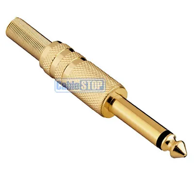 Gold 6.35mm Mono 1/4  Male Jack Plug Connector Solder Audio Cable Adapter • £2.95