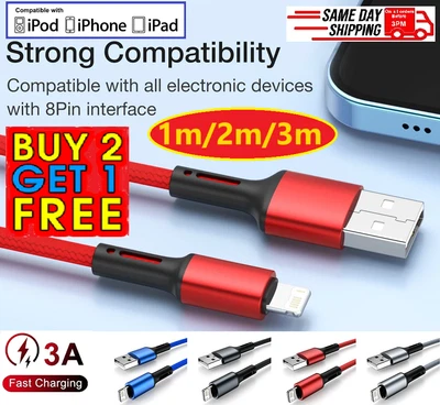 £3.69 • Buy Fast Charger Sync USB Cable For Apple IPhone 6 7 8 X XS XR 11 12 13 14 Pro IPad