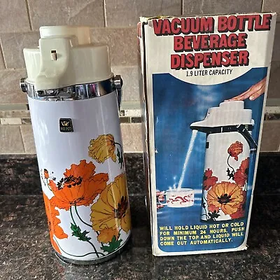 Vintage Superior Air Pot Coffee Dispenser Vacuum Thermos 1.9L Floral SSS-191-UNB • $34.96
