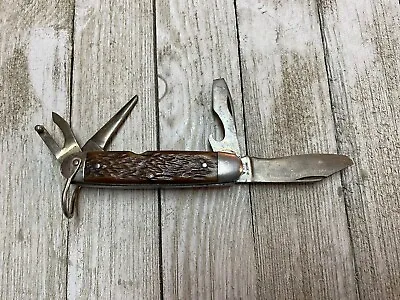 Vintage USA Scout Knife Bone Handles • $45