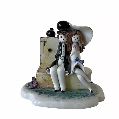 Vintage Italian Zampiva Ceramic Art Sculpture Bride Groom Couple By Fountain • $27.99