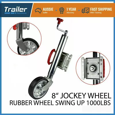 Swing Up 8  Solid Rubber Wheel Jockey Wheel Caravan Boat Trailer 1000LBS • $77.79