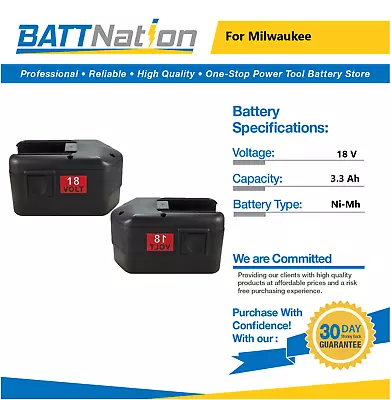 2x 18V 3.3Ah NiMh Battery For Milwaukee 48-11-2200 48-11-2230 48-11-2232 • $75.45