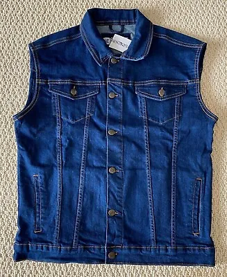 $19.99 • Buy NWT Men's RND Denim Classic Dark Blue Button Denim Jean Jacket Vest SIZES S-2XL