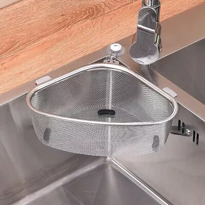 £8.08 • Buy Kitchen Sink Drain Basket Stainless Steel Triangle Food Vegetables Peel Filter