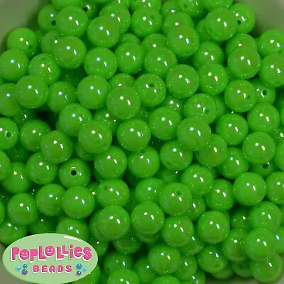 12mm Neon Lime Acrylic AB Miracle Style Bubblegum Beads Lot 40 Pc Gumball • $6.50