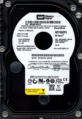 Western Digital WD740ADFS-00SLR5 74GB RAPTOR DCM: HBCA2AB • $139.49