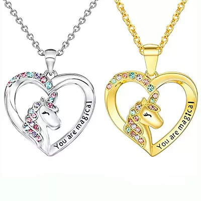 Unicorn Heart Pendant YOU ARE MAGICAL Necklace For Girl Women Gifts • £4