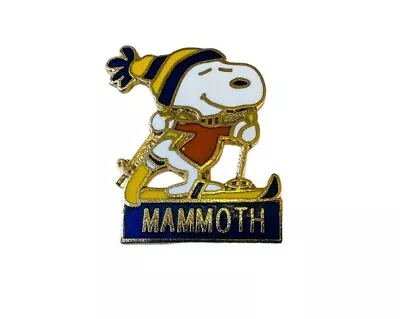 Snoopy Skiing Pin Mammoth Resort Aviva Vintage Peanuts 1”x.75” Gold Tone • $24.99