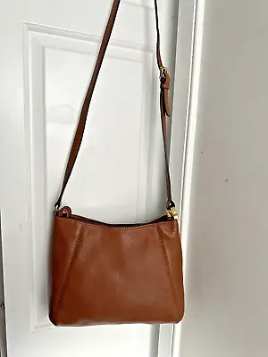 MIchael Kors Fulton Brown Pebble Leather Medium Messenger Crossbody Shoulder Bag • $99