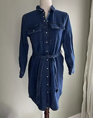 Nwt Mango Blue Denim Button Down Dress Size Xs 2 Womens • $24