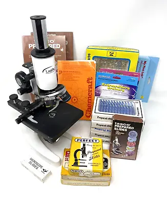 LabPaq Microscope 145 Slides (Plant Animal Insects Bacteria) & Vintage Book • $271.73