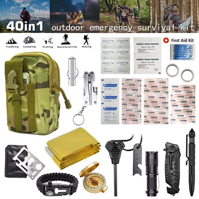 40 IN 1 Survival Kit Outdoor Hunting Camping Emergency Gear EDC First Aid Tools • $32.99