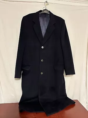 Canali Milano Mens Navy Blue Overcoat Long Pea Coat Taglia 50 US 40 Wool • $74.99
