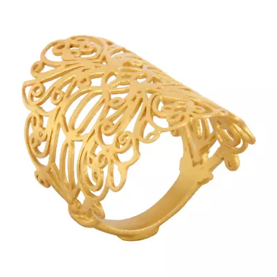 Filigree Long Midi Finger Knuckle Ring In Yellow Gold Plated Sterling Silver • $22.99