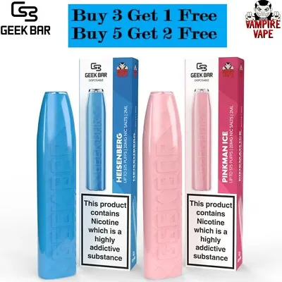 Vampire Vape Geek Bar Disposable Vape Pen Nic Salts 20mg 575 Puffs • £2.40