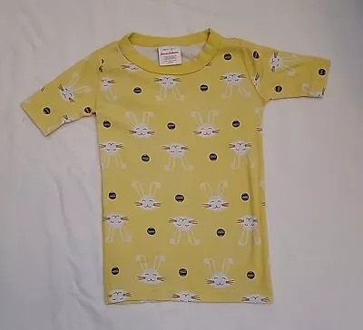 Hanna Andersson Pajama Top Girls 120 US 6-7 Yellow Bunny Short Sleeve • $11.99