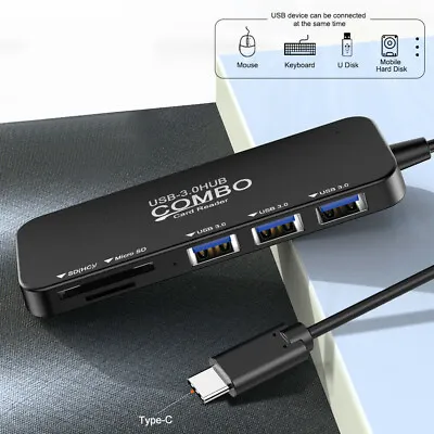$11.99 • Buy 5 In 1 HUB Adapter USB C Type C To Multi Ports 3× USB3.0/TF Card/Micro SD Reader