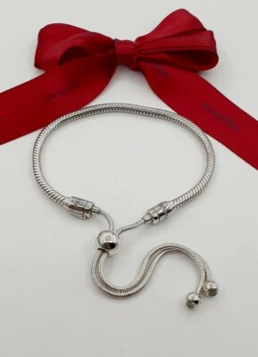 $69 • Buy As New Genuine Pandora Moments Snake Chain Slider Bracelet #599652cz S925 Ale ..