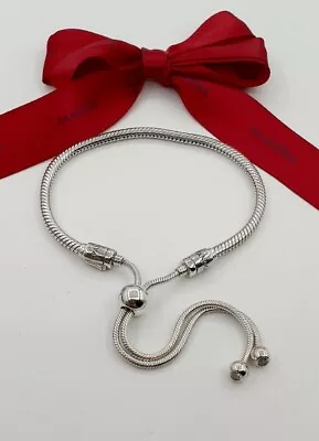 $59 • Buy As New Genuine Pandora Moments Snake Chain Slider Bracelet #599652cz S925 Ale...