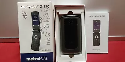 ZTE Cymbal Z-320 Black Flip Phone W/ Manual Box & After Market Cord METRO PCS • $32