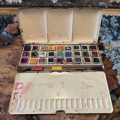 £40 • Buy Rare Vintage Winsor Newton Watercolour Tin 27 Half Pans Scholastic England