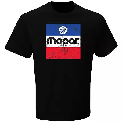 Mopar Distressed Classic Logo Black Short Sleeve Men's T-shirt Official Licensed • $23.99