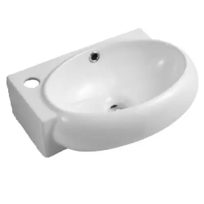 Bathroom Wash Sink Basin Cloakroom Oval Ceramic Right Hand Modern White • £33.99