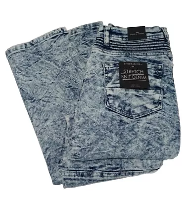 Steves Jeans Slim 16 XL Straight Knit Acid Wash Stretch Whiskered  28x30 • $37.80