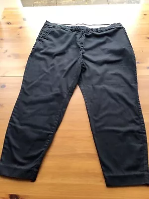 H&M Size 22 Black Cropped Trousers Cotton W40 Leg 26in  • £5.50