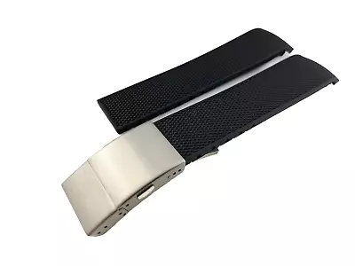 21mm Black Rubber Silicone Strap Band Fit Longines Conquest Watches Clasp Buckle • £19.90