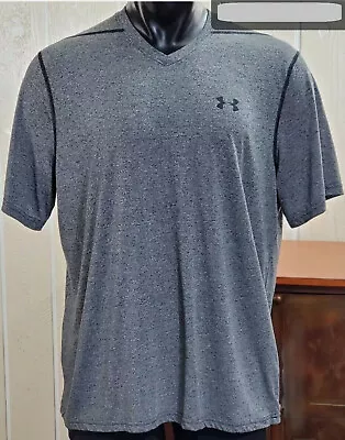 Under Armour Threadborne Heat Gear Loose Gray Heather S/S V-Neck Shirt Sz XL • $16.99