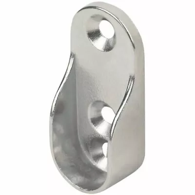 £2.59 • Buy Oval Rail End Brackets Polished Chrome 30mm 2 Pack