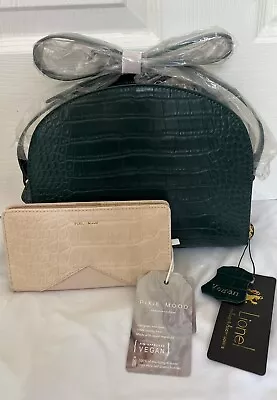 Lionel Green Vegan Croc Embossed Crossbody And Pixie Mood Vegan Cream Wallet NWT • $29.95