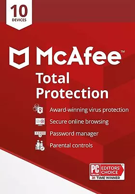 McAfee Total Protection For 10-Devices For PCs Macs Smartphones And Tablets • $19.99