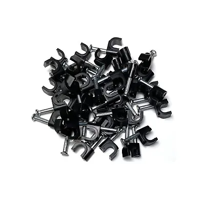 £4.25 • Buy Round Cable Clips Wall 3.5mm 4mm 5mm 6mm 7mm 8mm 9mm 10mm White Black Nail Plugs