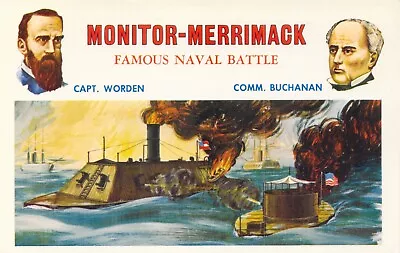 Famous Naval Battle Monitor Merrimack Worden Buchanan Civil War Postcard Unused • $5.99